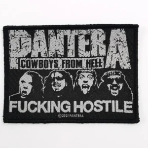 Оригинална везана нашивка Pantera Cowboys From Hell Fucking Hostile с портрети на бандата